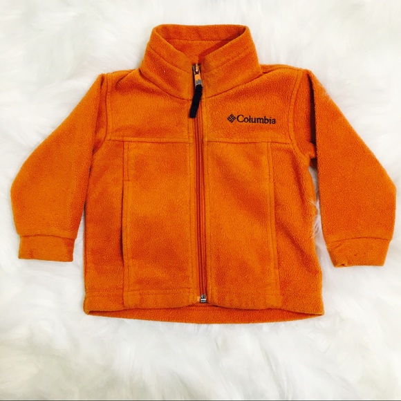 orange columbia fleece jacket